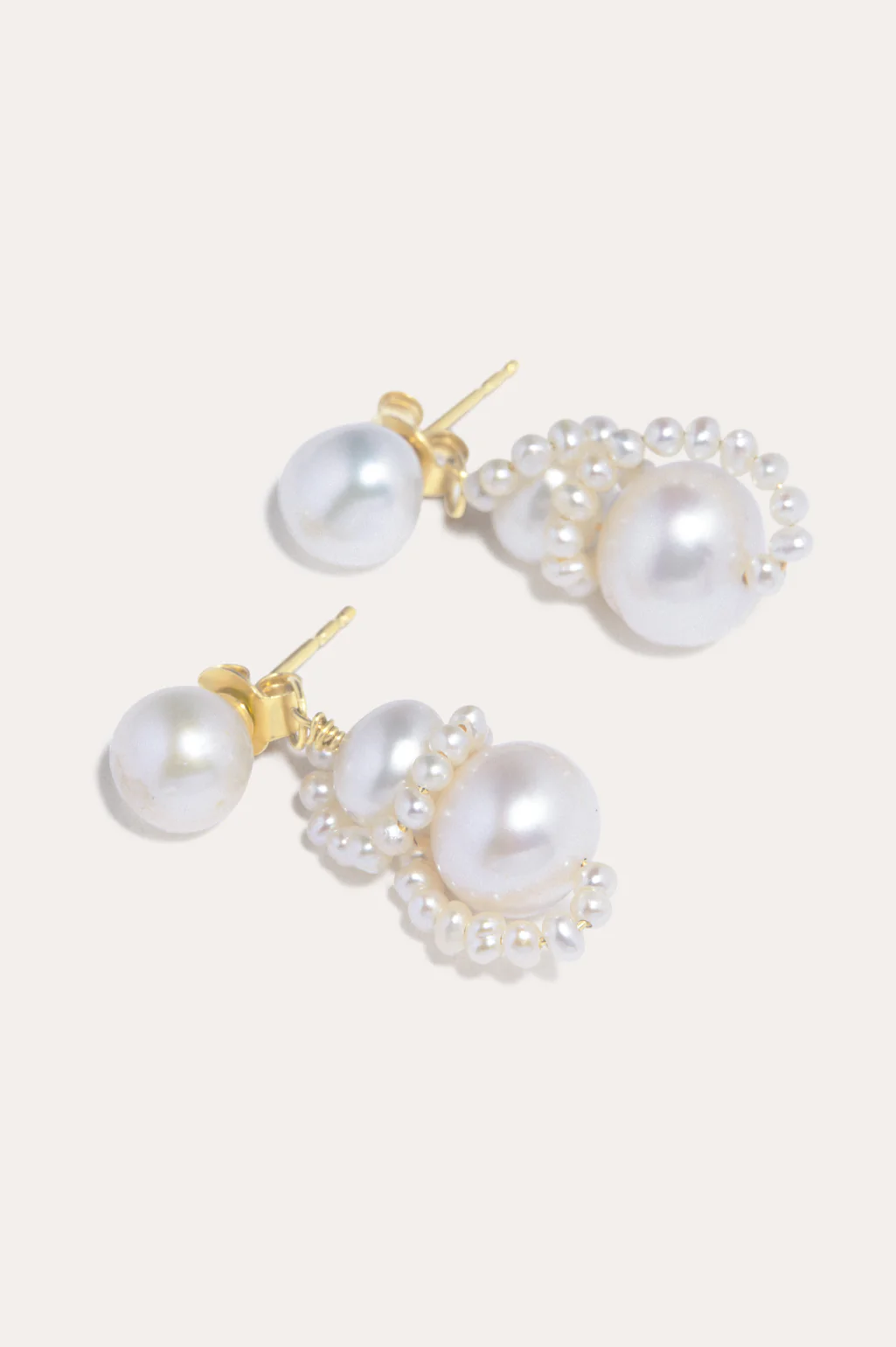 Pulp Pearl and Zirconia with Gold Vermeil Earrings by